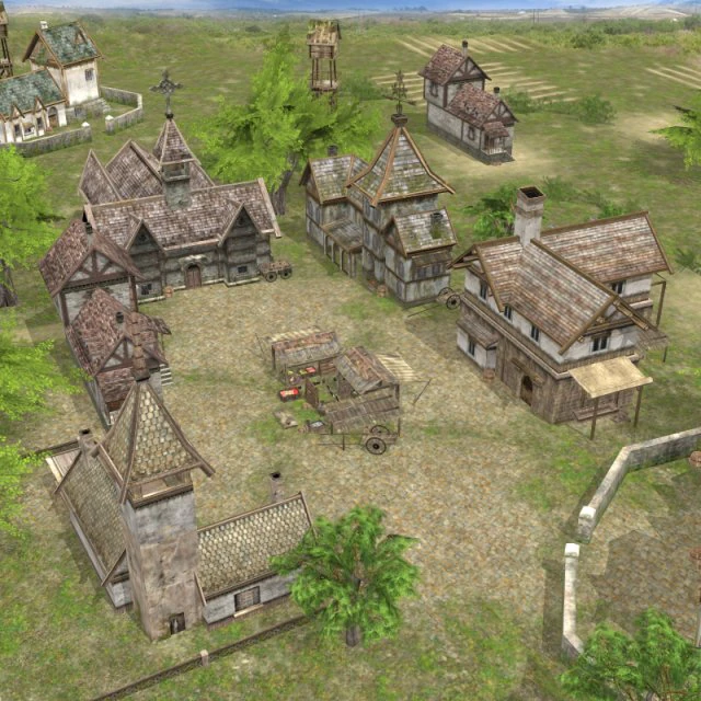 realistic village scene 3D Model .c4d .max .obj .3ds .fbx .stl .blend