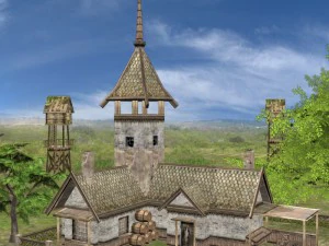 realistic village scene 3D Model