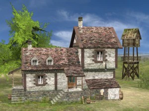 realistic village scene 3D Model