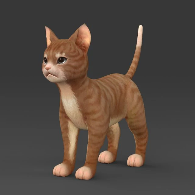 game ready brown kitten 3D Model .c4d .max .obj .3ds .fbx .stl .blend 