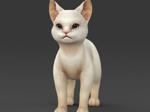 game ready white kitten 3D Model