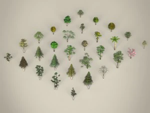 game ready tree collection 3D Model