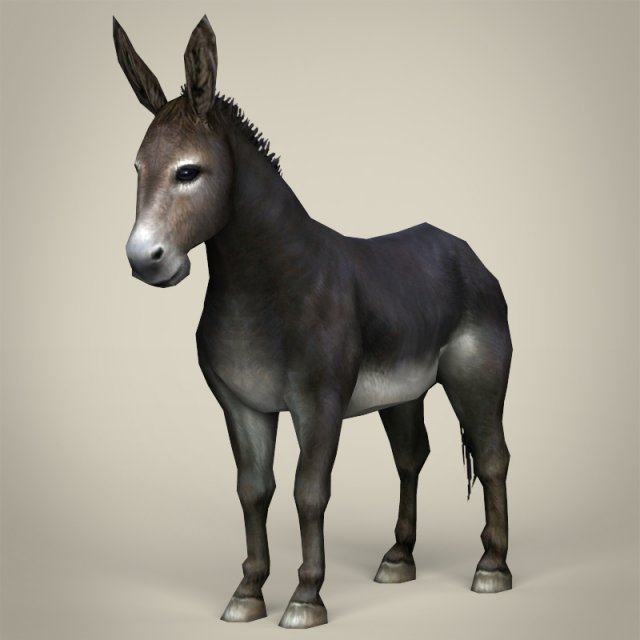 game ready realistic donkey 3D मॉडल .c4d .max .obj .3ds .fbx .stl .blend 