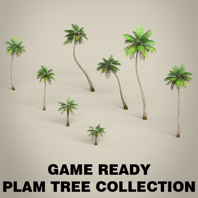 game ready plam tree collection 3Dモデル .c4d .max .obj .3ds .fbx .stl .blend 