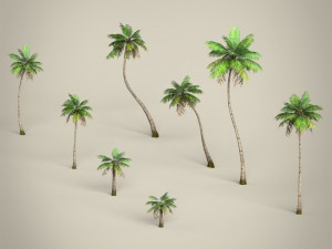 game ready plam tree collection 3Dモデル