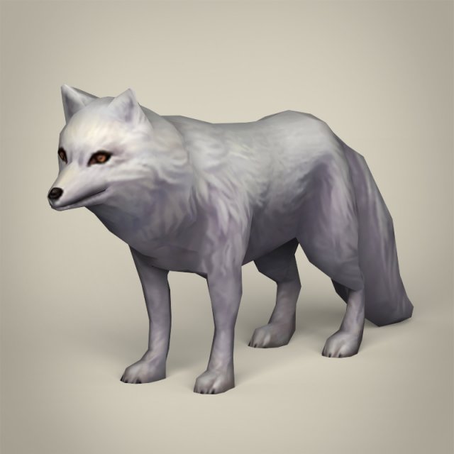 game ready white fox 3D Модель .c4d .max .obj .3ds .fbx .stl .blend 