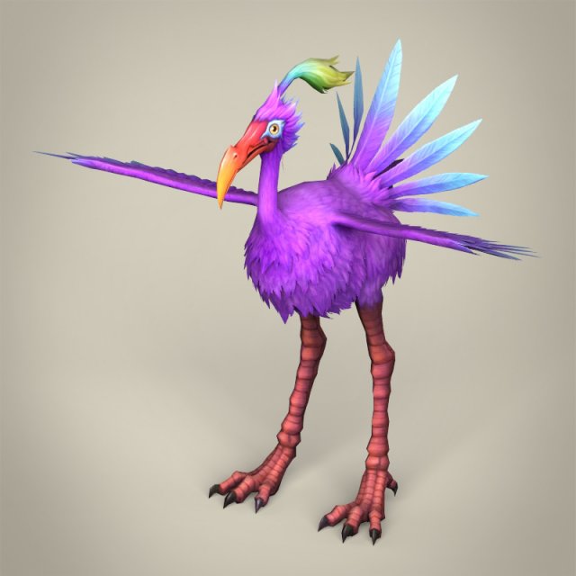 game ready fantasy bird ibis 3D 모델 .c4d .max .obj .3ds .fbx .stl .blend 