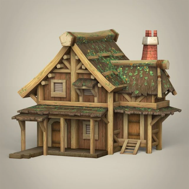 game ready wooden house 3D Model .c4d .max .obj .3ds .fbx .stl .blend 