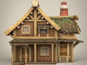 game ready wooden house 3D 模型