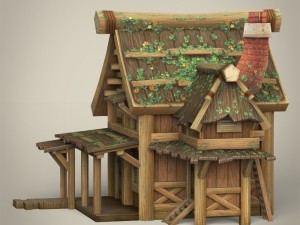 game ready wooden house 3D 模型