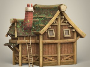 game ready wooden house 3D 模型