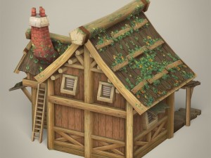 game ready wooden house 3D 模型