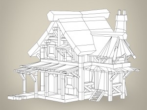 game ready wooden house 3D 模型