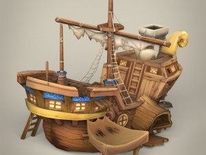 game ready fantasy ship 3D मॉडल