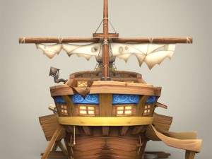 game ready fantasy ship 3Dモデル