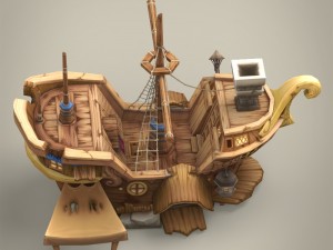game ready fantasy ship 3Dモデル