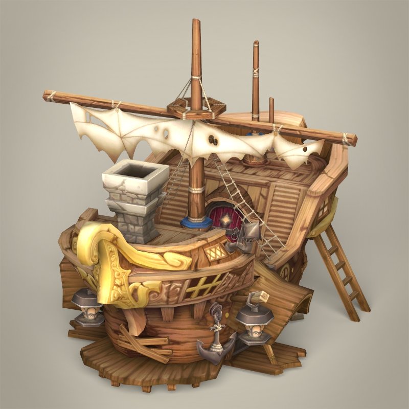 Game Ready Fantasy Ship 3D Model in Battleship 3DExport