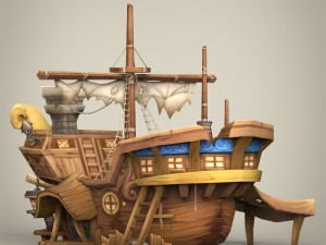 game ready fantasy ship 3Dモデル