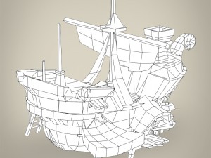 game ready fantasy ship 3Dモデル