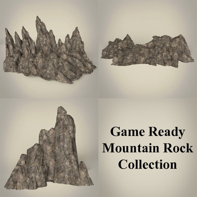 game ready mountain rocks collection Model 3D .c4d .max .obj .3ds .fbx .stl .blend 