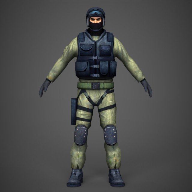 game ready military commando Modelo 3D .c4d .max .obj .3ds .fbx .stl .blend 