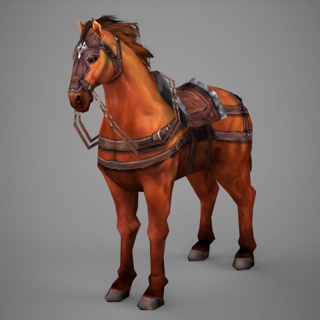 game ready warrior horse 3D 模型 .c4d .max .obj .3ds .fbx .stl .blend 