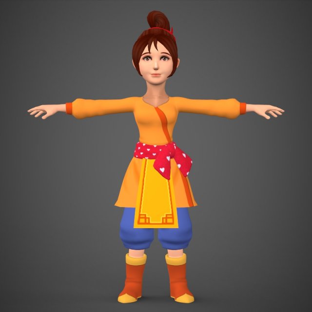 cartoon character girl babli 3D 모델 .c4d .max .obj .3ds .fbx .stl .blend 