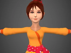 cartoon character girl babli 3D Model