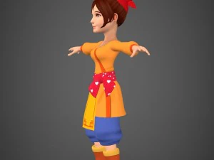 cartoon character girl babli 3D Model