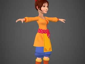 cartoon character girl babli 3D Model
