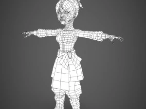 cartoon character girl babli 3D Model