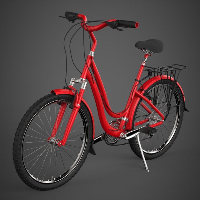 realistic red bicycle 3D 模型 .c4d .max .obj .3ds .fbx .stl .blend 