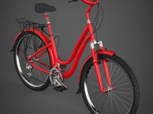 realistic red bicycle 3D 模型