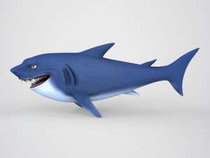 game ready cartoon shark 3D Model