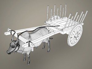 game ready realistic ox cart 3D Модель