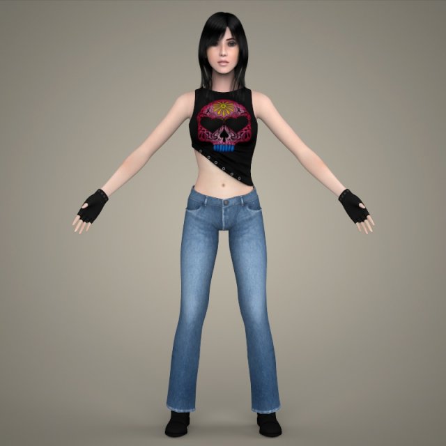 game ready young girl kristina Model 3D .c4d .max .obj .3ds .fbx .stl .blend 