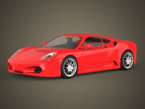 realistic red sports car 3D Модель
