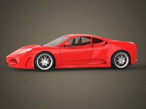realistic red sports car 3D Model