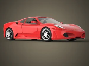 realistic red sports car 3D Model