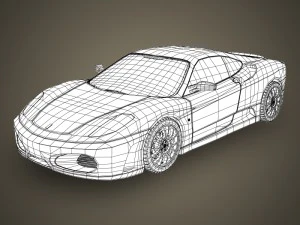 realistic red sports car 3D Model