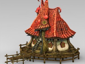 game ready fantasy beach hut Modello 3D