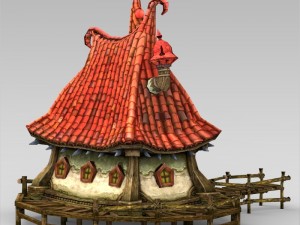game ready fantasy beach hut Modello 3D
