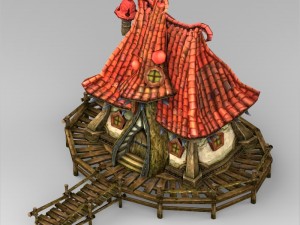 game ready fantasy beach hut Modello 3D
