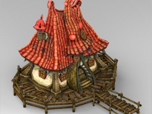 game ready fantasy beach hut Modello 3D
