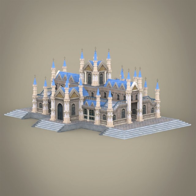 fantasy low poly church building Model 3D .c4d .max .obj .3ds .fbx .stl .blend 
