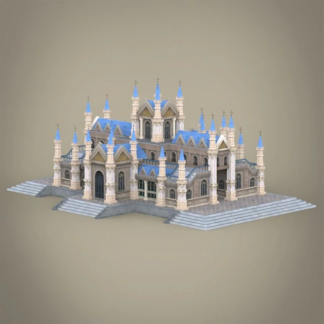 fantasy low poly church building 3D Model .c4d .max .obj .3ds .fbx .stl .blend 