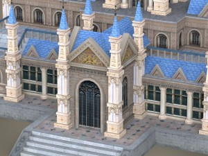 fantasy low poly church building Model 3D