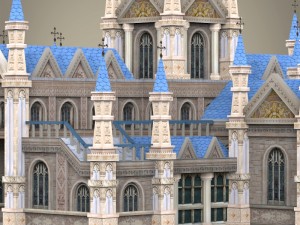 fantasy low poly church building Model 3D