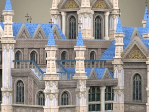 fantasy low poly church building 3D Model