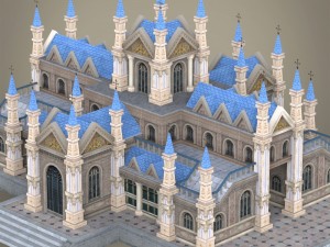 fantasy low poly church building Model 3D